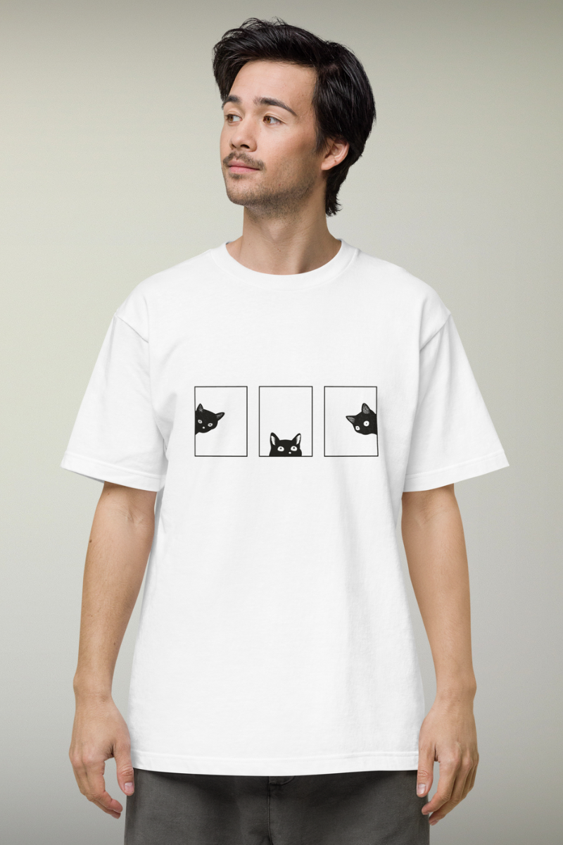 Cats Peek White Genderless T-shirt