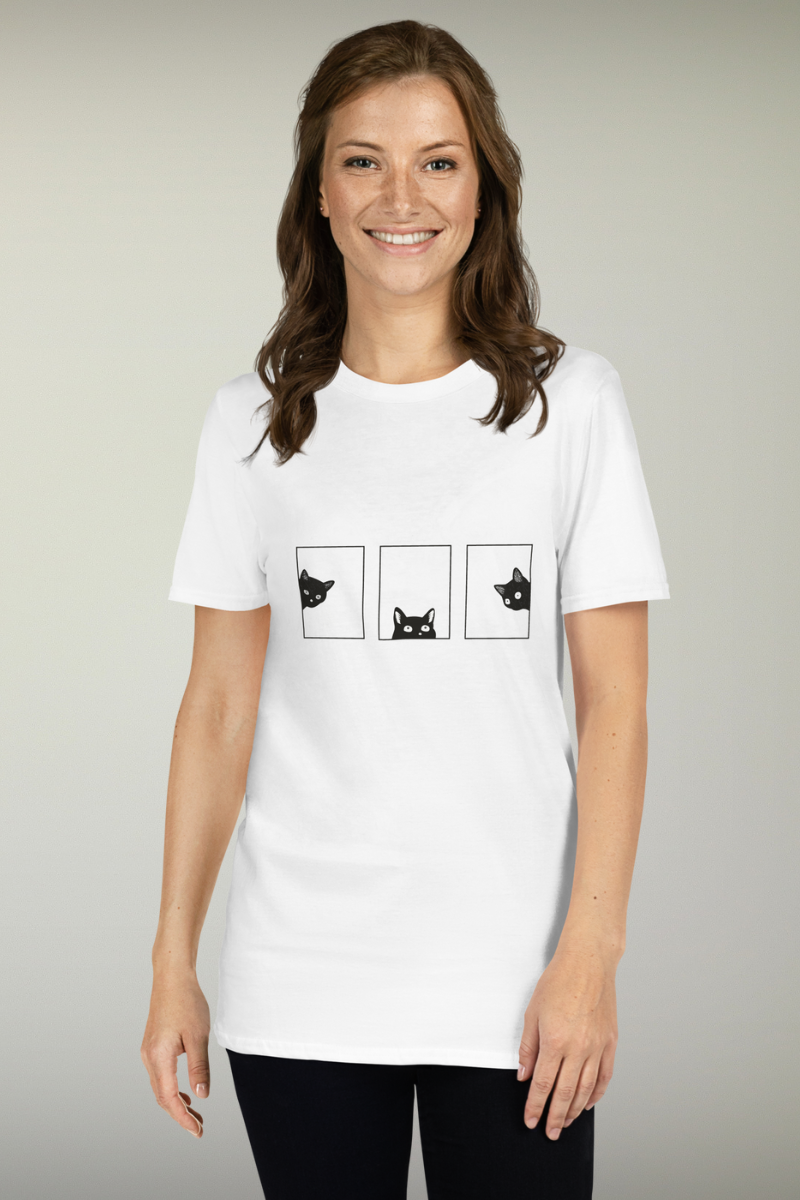 Cats Peek White Genderless T-shirt