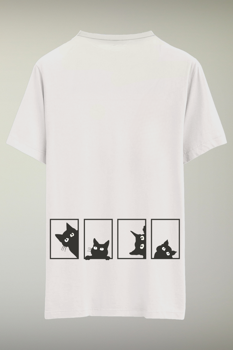 Cats Peek White Genderless T-shirt