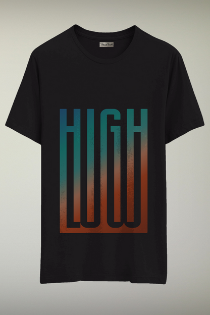 High-Low White/Black Genderless T-shirt