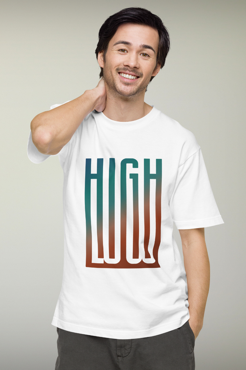 High-Low White/Black Genderless T-shirt