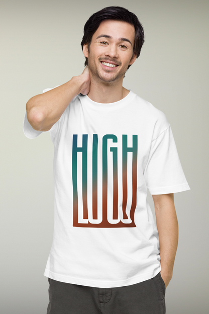 High-Low White/Black Genderless T-shirt