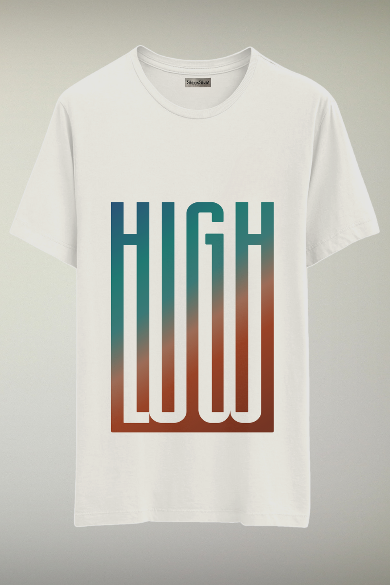 High-Low White/Black Genderless T-shirt