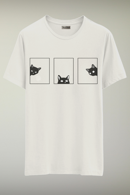 Cats Peek White Genderless T-shirt