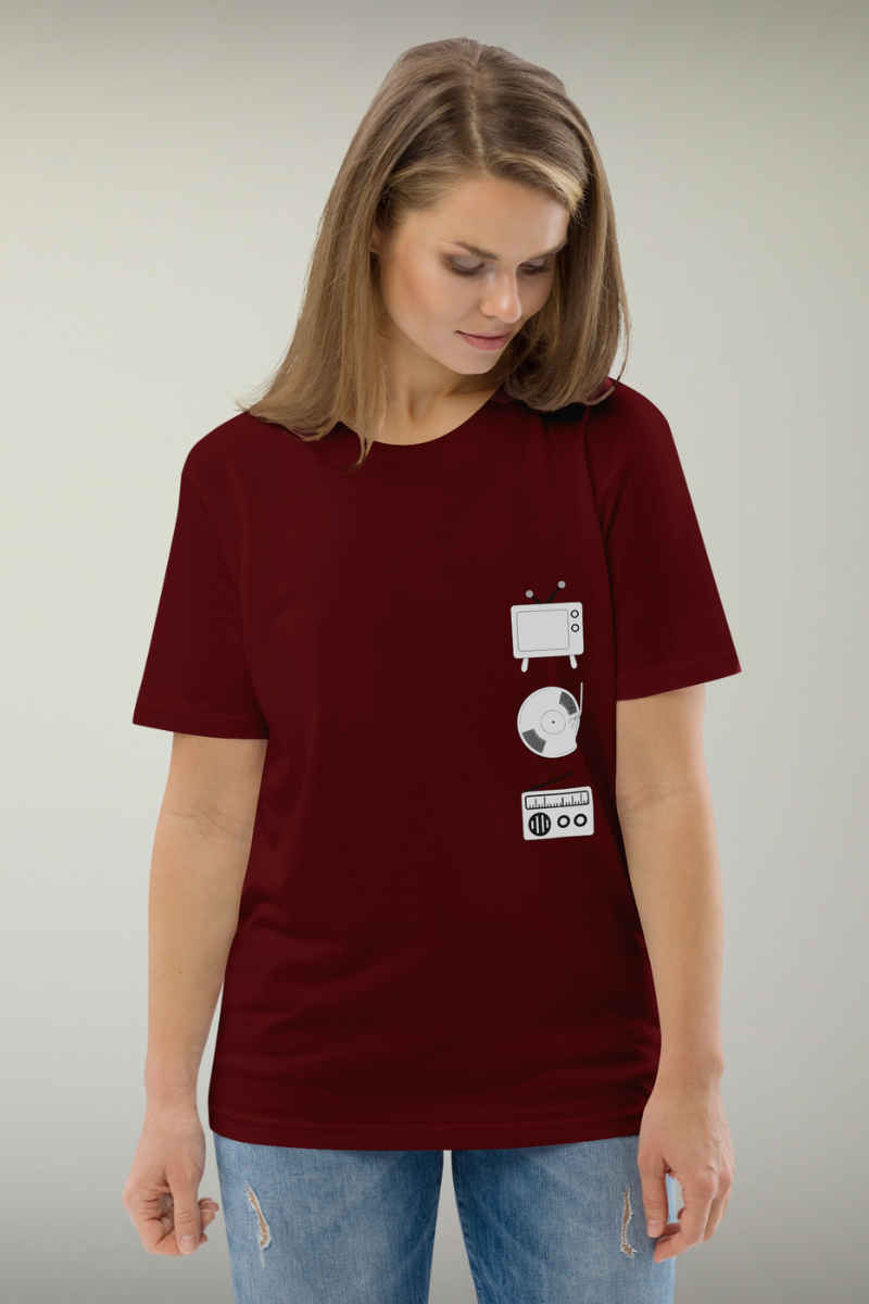 Old School Cool Maroon Genderless T-shirt