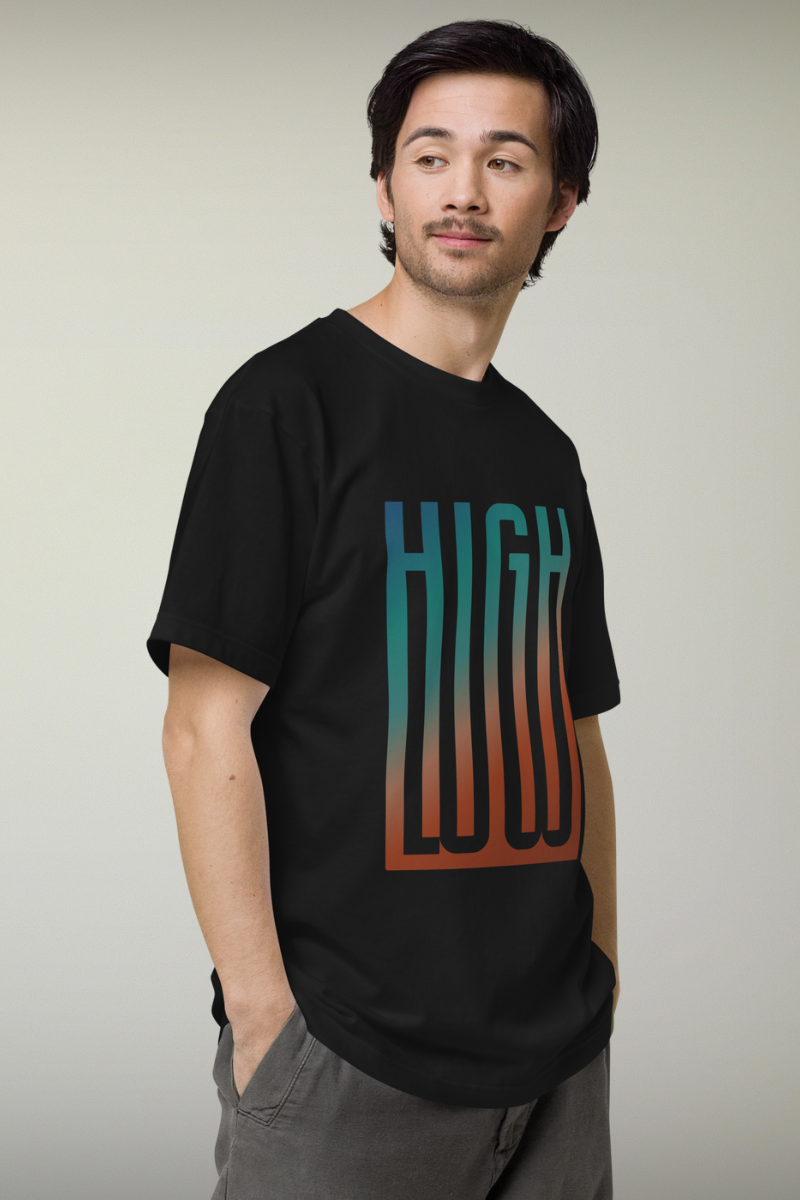 High-Low White/Black Genderless T-shirt