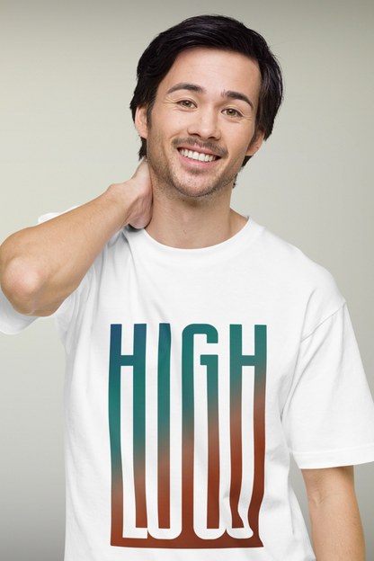 High-Low White/Black Genderless T-shirt